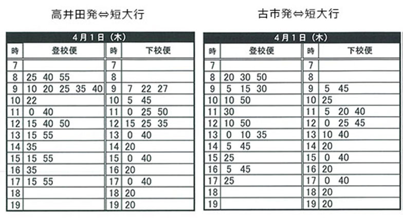 短大入学宣誓式時刻表